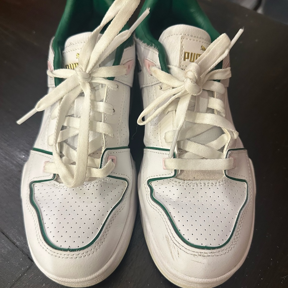 Puma women’s slipstream White and Green Sneakers